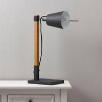 Liber Black Wood & Iron Effect Table Lamp
