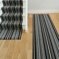 Lima 459 Grey Black Stripes Extra Long Stair Carpet Runner - 90cm (3ft) Wide