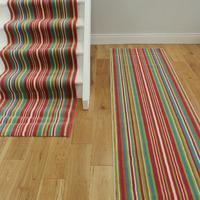Lima 459 Pink Green Stripe Narrow Stair Carpet Runner Rug Any Length - 90cm