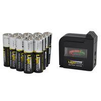 Lighthouse AA Batteries Bulk Pack of 14 + Tester