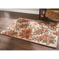 Limited Edition Floral Wool Rug, Red, Pure Wool