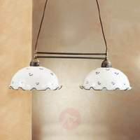 Linear hanging light Nonna, white and blue