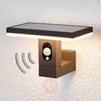 Linear solar wall light Josa with motion detector