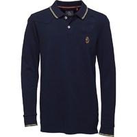 Little Luke Jude Long Sleeve Tipped Polo Navy Lemon