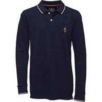 Little Luke Jude Long Sleeve Tipped Polo Navy Lemon