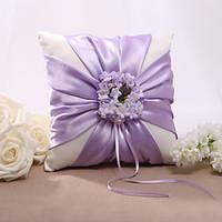 lilac floral design satin wedding ring pillow