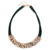 Lines Leather Necklace, Rose Gold