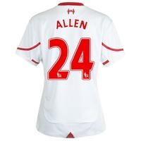 Liverpool Away Shirt 2015/16 - Womens White with Allen 24 printing