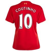 Liverpool Home Shirt 2015/16 - Womens Red with Coutinho 10 printing