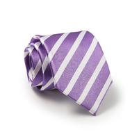 Lilac White Bold Stripe Silk Tie - Savile Row