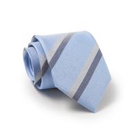 Light Blue Grey Navy Pinpoint Stripe Silk Tie - Savile Row