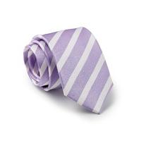 Lilac White Stripe Silk Tie - Savile Row