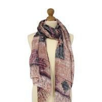 liza scarf pink and brown with shades of maroon in abstract print