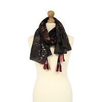 liza scarf black with pink detailing