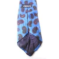 Liberty Blue Paisley Printed Designer Silk Tie