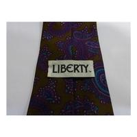 Liberty Silk Tie Forest Green With Purple Paisley Design