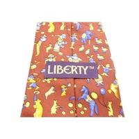 Liberty Silk Tie Burgundy With Fun Blue Yellow Circus Design