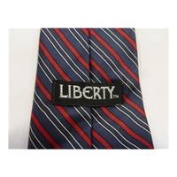 Liberty Silk Tie Navy With Red & White Fine Stripes