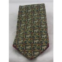 Liberty green elephant print silk tie