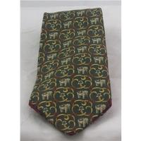 liberty green elephant print silk tie