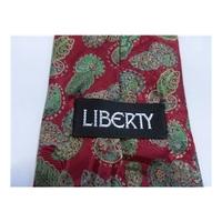 Liberty Silk Tie Red With Apple Green Paisley Design