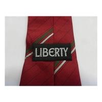 Liberty Silk Tie Red With Green & Silver Stripe