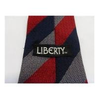 Liberty Silk Tie Navy Red & Grey Bold Stripes