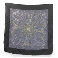 Liberty Vintage Multi-Coloured Busy Paisley Silk Scarf With Jet Black Boarder And Rolled Edges