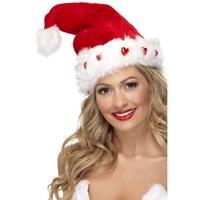 Light Up Santa Hat, Red, Deluxe