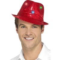 Light Up Sequin Trilby Red