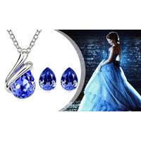 Lilia Necklace and Earrings Set - Dark Blue