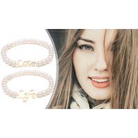 life 18k gold plated pearl bracelet