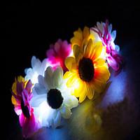 Light Up Led Flower Crown Chrysanthemum Emitting Headband Led Light Headwear Halloween Christmas Holiday Items