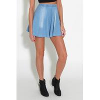 light blue denim skater skirt