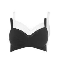 Lily Black And White 2 Pack Soft Cotton Bras, Black/White