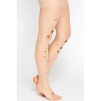 Light Brown Heart Print Tights