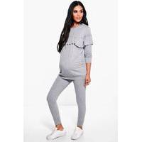 Lily Ruffle Detail Knitted Lounge Set - grey