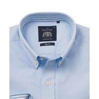 Light Blue Twill Slim Fit Casual Shirt M Lengthen by 2\