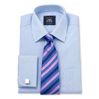 light blue white poplin bengal stripe classic fit shirt 18 double stan ...