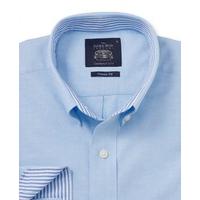 Light Blue Classic Fit Button Down Collar Oxford Shirt M Standard - Savile Row