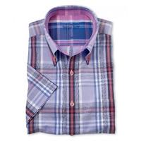 lilac red bold check button down short sleeve shirt xxl savile row