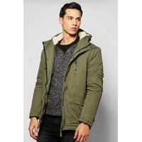 Lined Double Pocket Parka - khaki