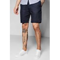 Linen Mix Chino Shorts - navy