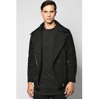 Lined Aviator Jacket with Buckle Detail - black