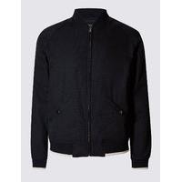 limited edition pure cotton textured bomber jacket