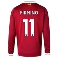 Liverpool Home Shirt 2017-18 - Long Sleeve - Kids with Firmino 9 print, Red