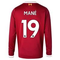 Liverpool Home Shirt 2017-18 - Long Sleeve - Kids with Mané 19 printin, Red