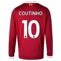 Liverpool Home Shirt 2017-18 - Long Sleeve - Kids with Coutinho 10 pri, Red