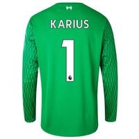 Liverpool Home Goalkeeper Shirt 2017-18 - Long Sleeve with Karius 1 pr, Red