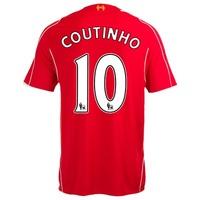 Liverpool Home Shirt 2014/15 Kids Red with Coutinho 10 printing, Red